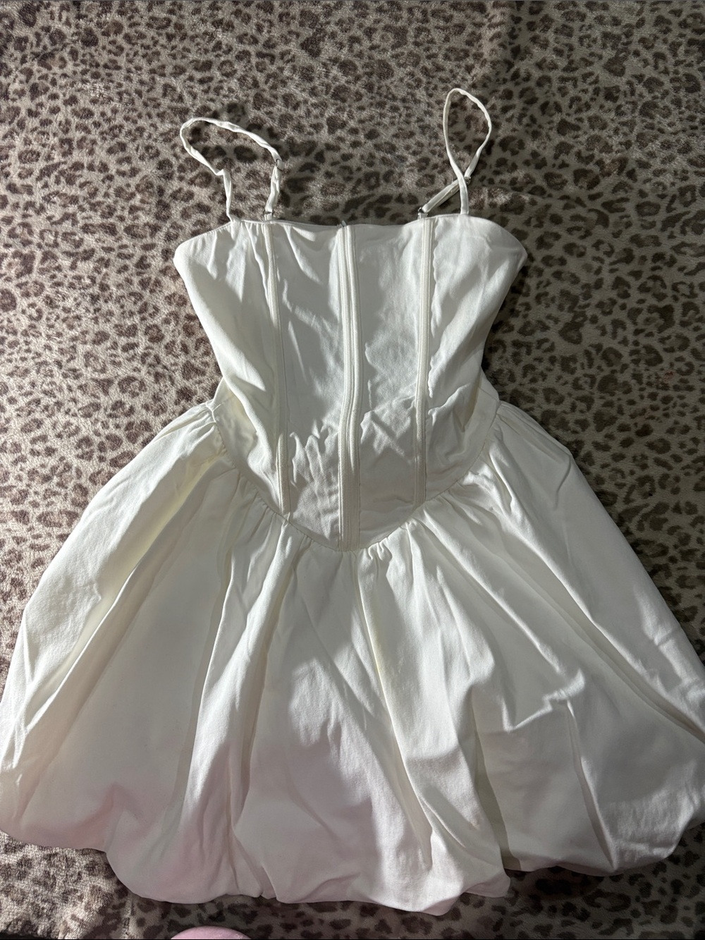 Ivory Corset Mini Dress with Spaghetti Straps